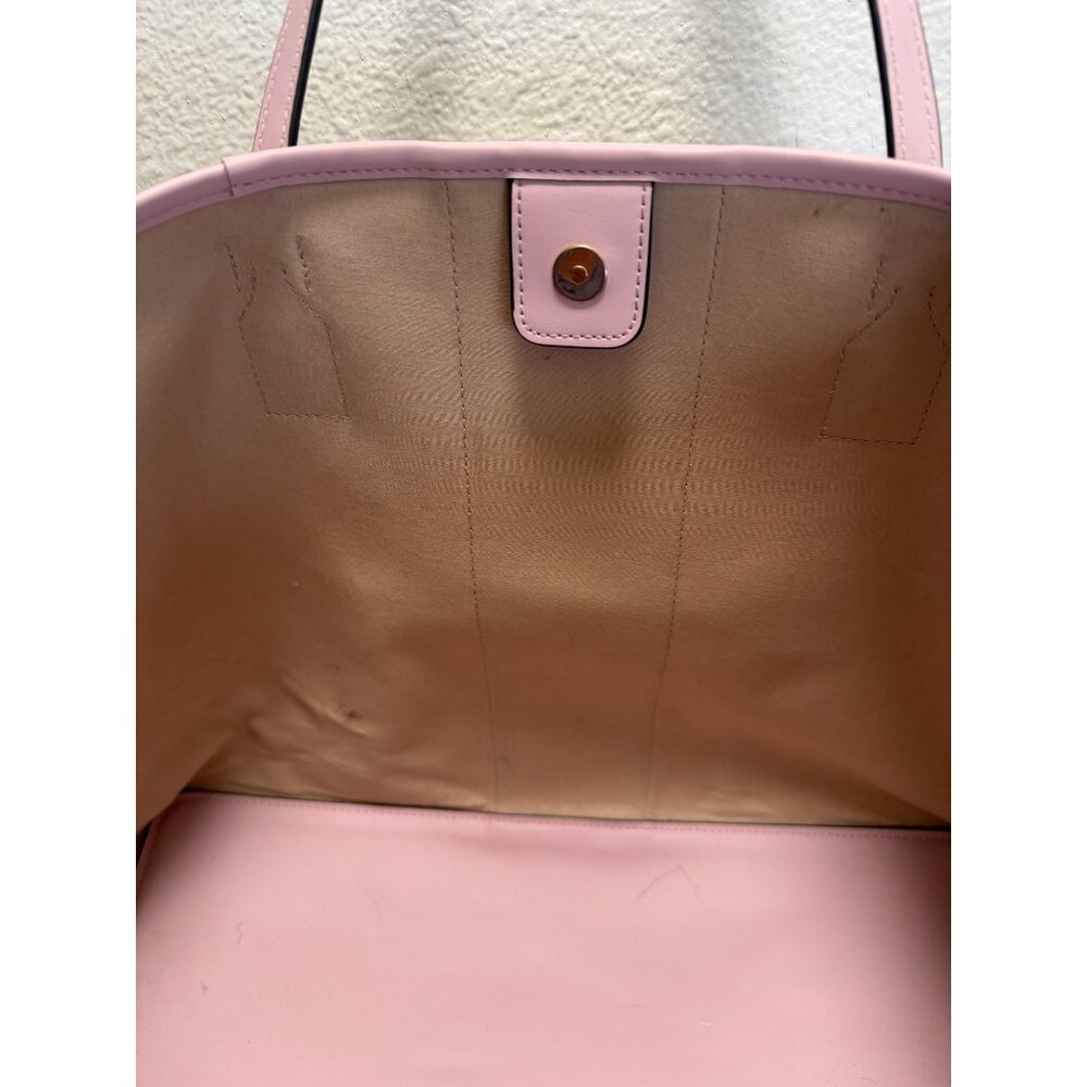 Tory Burch Pink Leather Tote Bag With Canvas Interior And Snap Closure - Picture 9 of 9